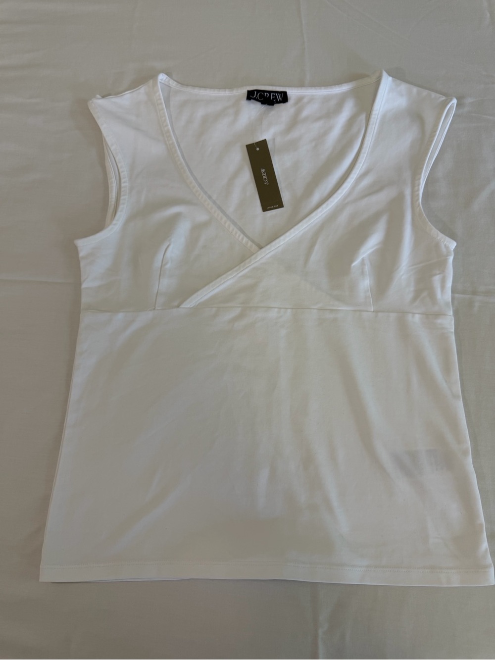 J. Crew White Sleeveless V-Neck Wrap-Front Tank